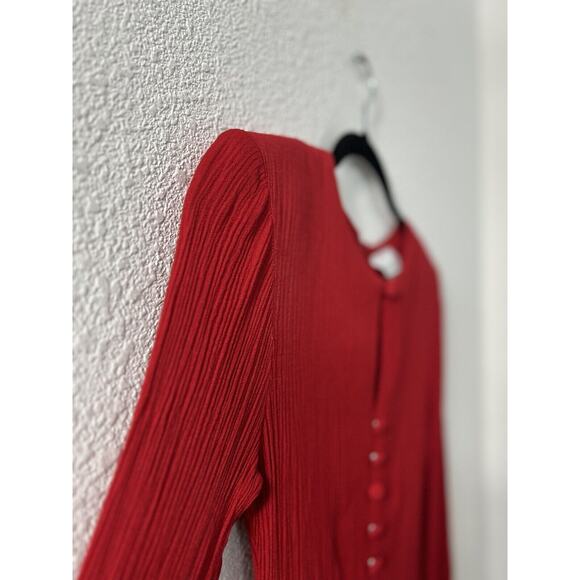 Vintage Scarlett Union Tag Ribbed Long Sleeve Red Dress Size 1 Bodycon USA Made - Picture 3 of 16